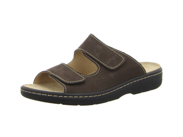 LONGO Pantoletten mocca/Wechselfußbett/Klettverschluß