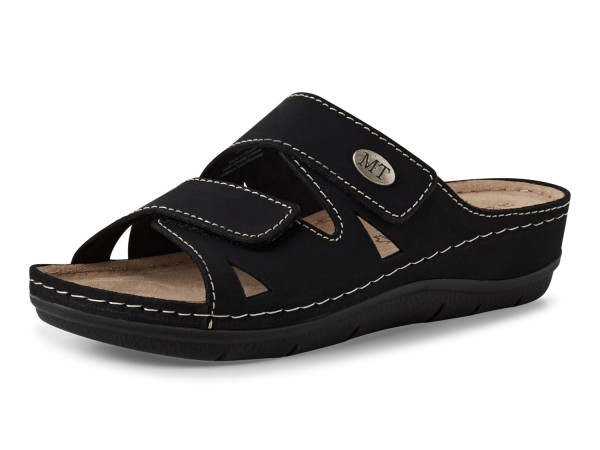 Marco Tozzi Damen bequeme Pantolette schwarz/klett