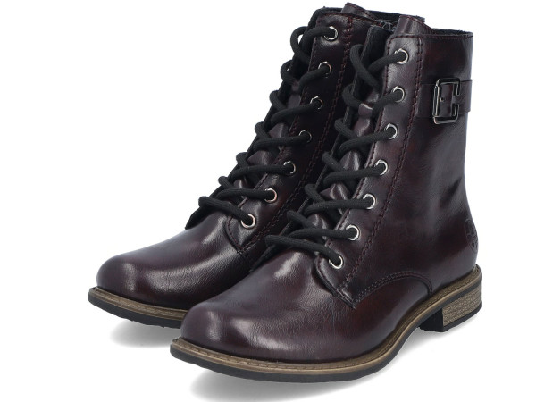 Rieker Damen Schnürstiefelette schwar/rot