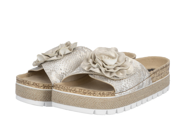 Rieker Damen Pantolette offwhite-gold